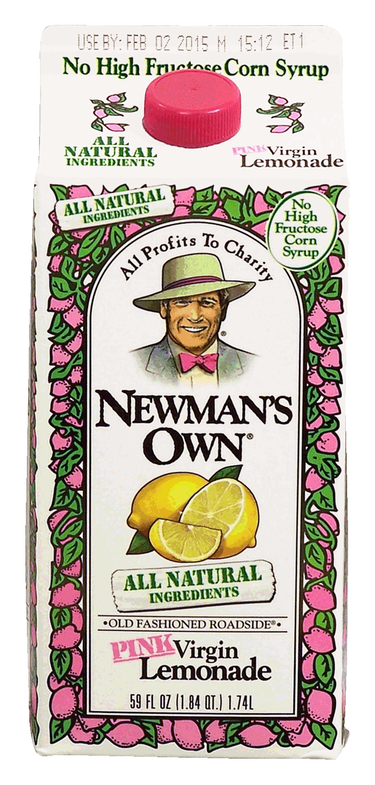 Newman's Own  pink virgin lemonade, all natural ingredients Full-Size Picture